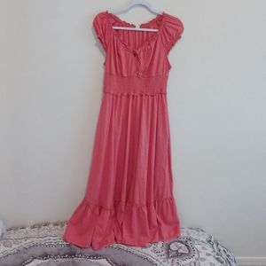 Soft salmon colored peasant dress